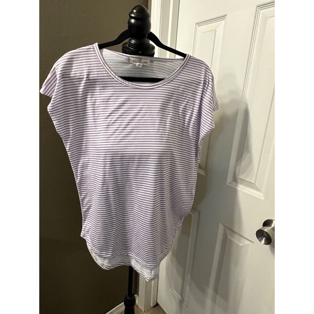 Clover & Pine Medium Shirt Purple White Striped